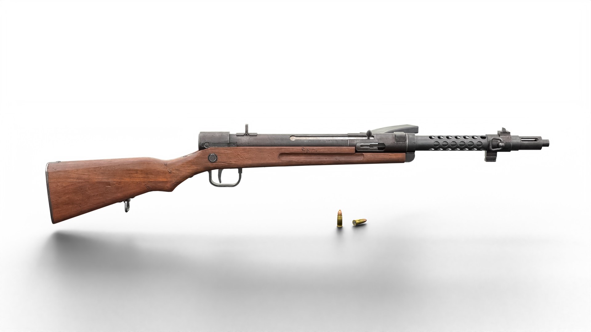High Quality Vintage Semi-automatic Rifle 3D Model With Wooden Stock ...