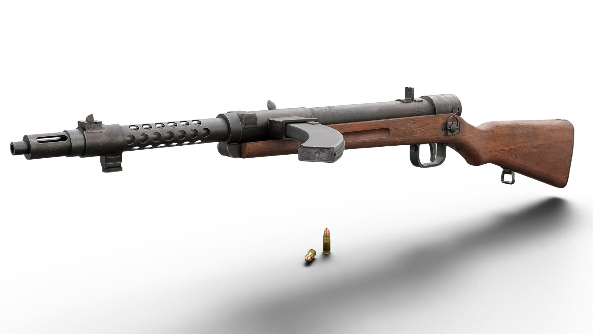 High Quality Vintage Semi-automatic Rifle 3D Model With Wooden Stock ...