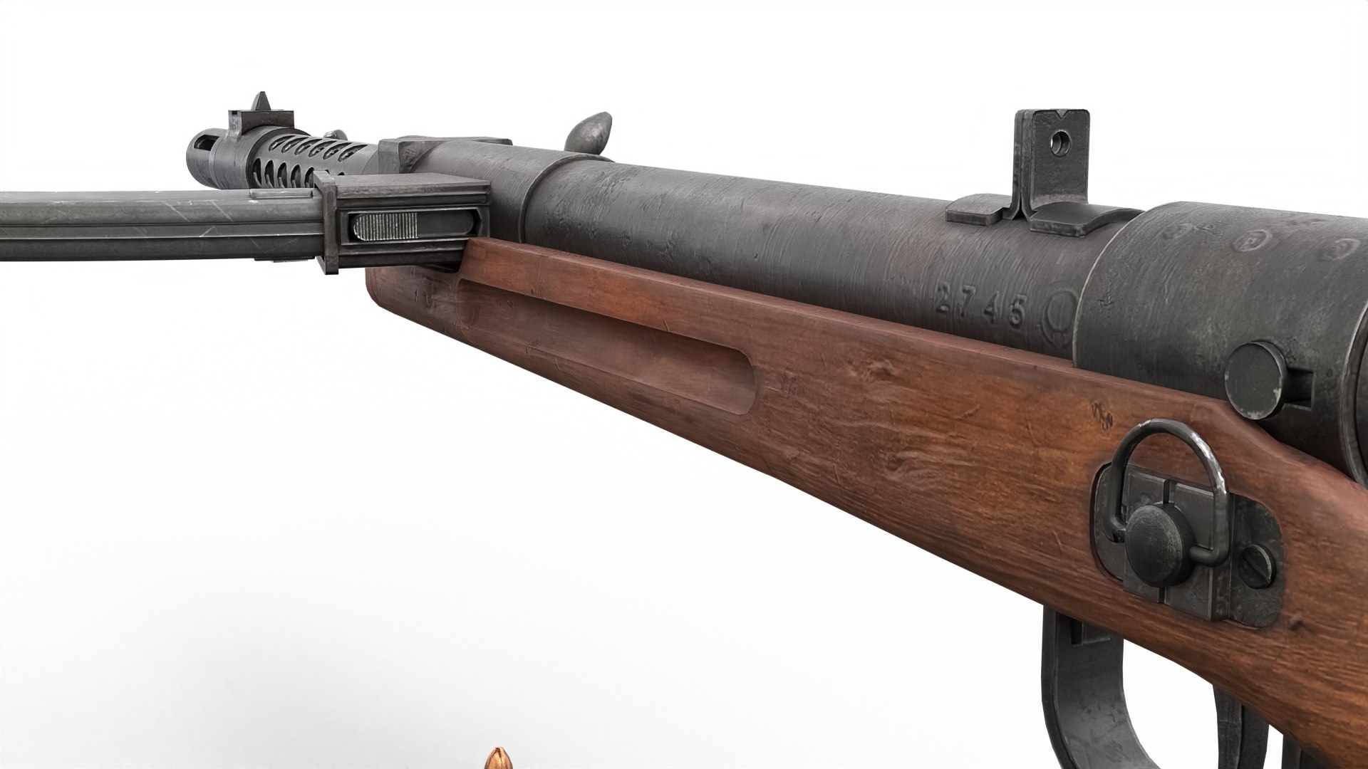 High Quality Vintage Semi-automatic Rifle 3D Model With Wooden Stock ...