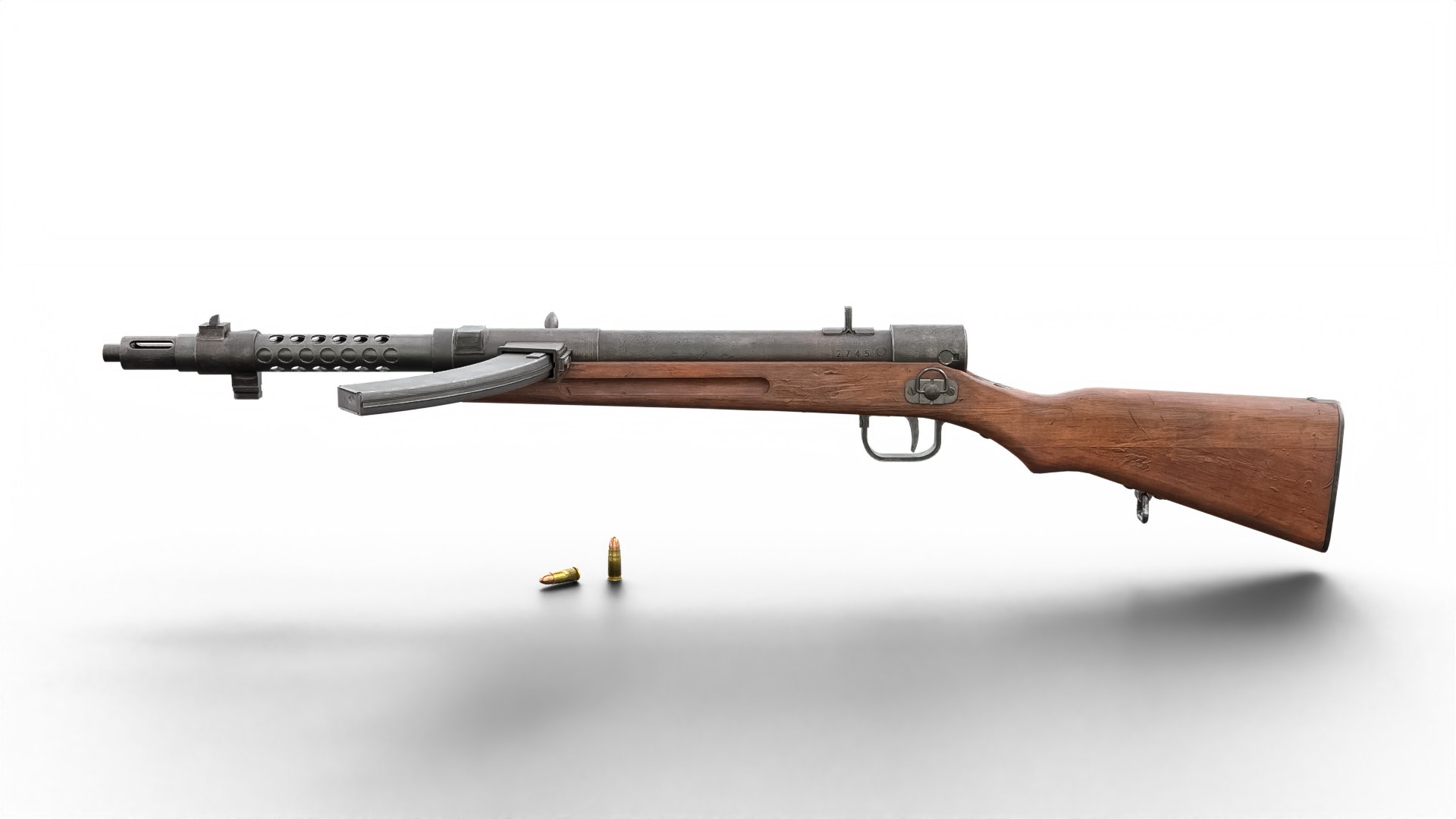 High Quality Vintage Semi-automatic Rifle 3D Model With Wooden Stock ...