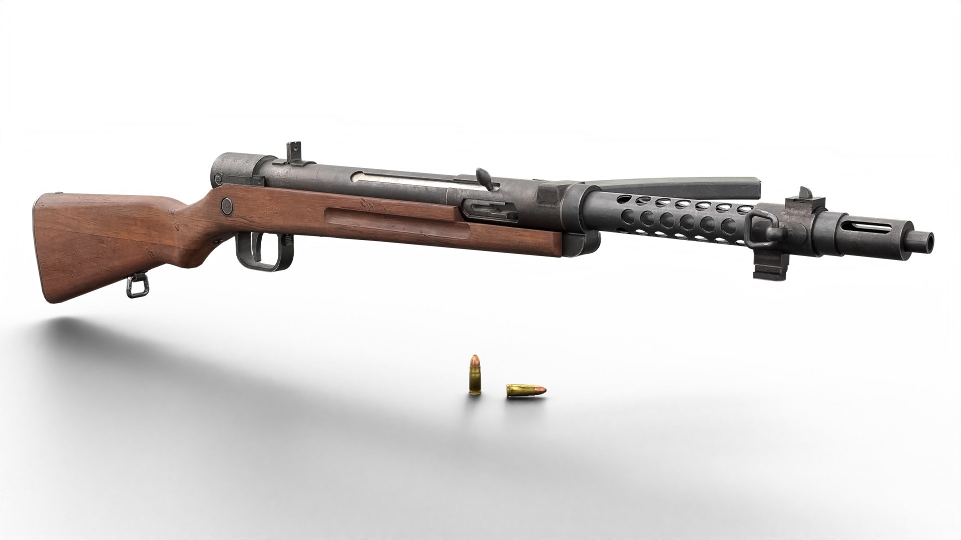 High Quality Vintage Semi-automatic Rifle 3D Model With Wooden Stock ...