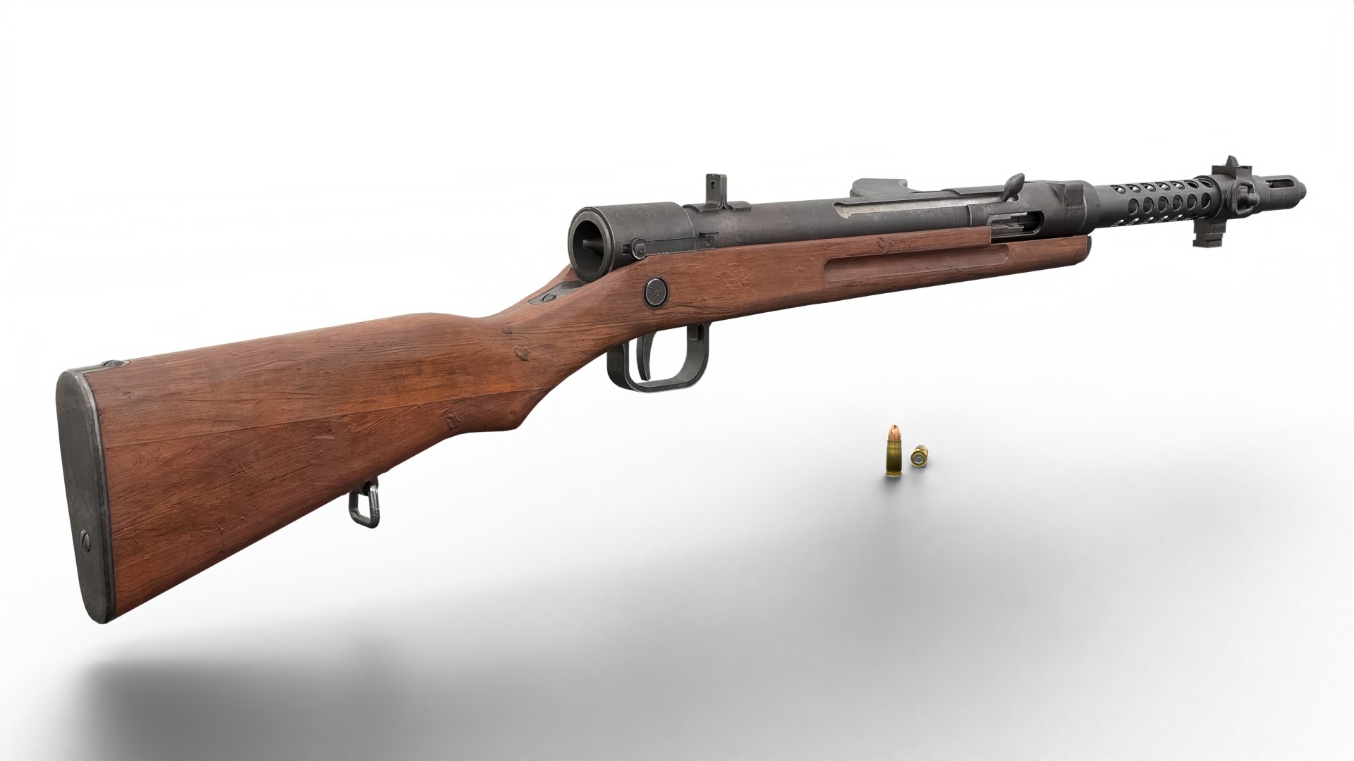 High Quality Vintage Semi-automatic Rifle 3D Model With Wooden Stock ...