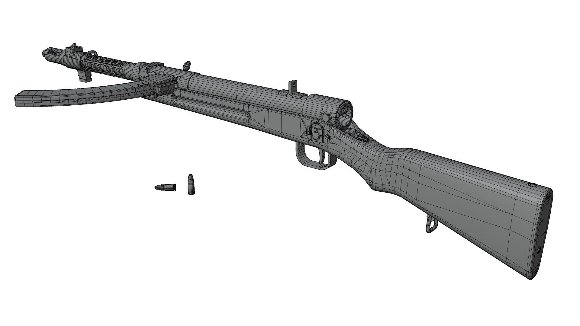 High Quality Vintage Semi-automatic Rifle 3D Model With Wooden Stock ...