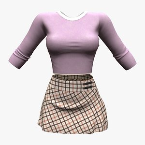 3D Tennis Outfit Top And Skirt