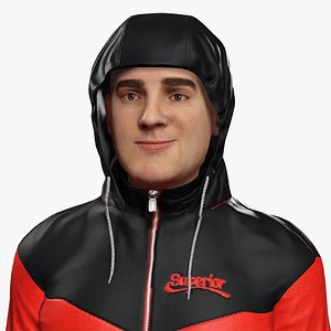 Sporty Hooded Jacket  Realistic Male Character Casual Windproof Hoodie Style