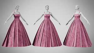Dress 49 Dusty Rose Velvet 3D model