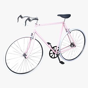 Low poly bicycle pink color 3D Model StemCell certified UV 4K PBR Textures