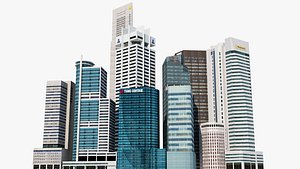 singapore 2 skyscrapers 3D model