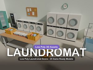 Low Poly Laundromat Scene - 25 Game Ready Models