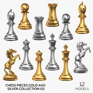 3D model dramatic chess set VR / AR / low-poly