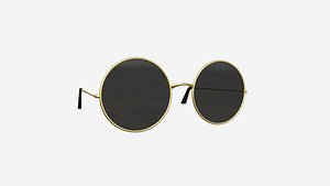 Sunglass Rounded D04 Golden Black - Character Design Fashion