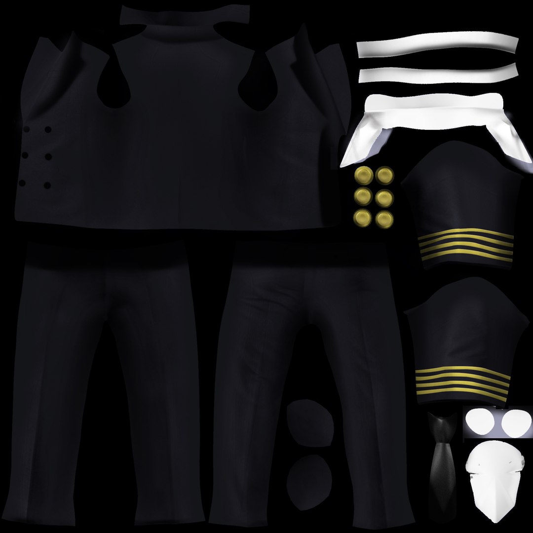 3D Men Captain Pilot Uniform With Pilot Hat - TurboSquid 1931733