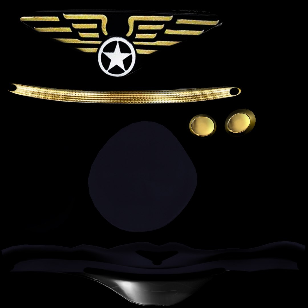 3D Men Captain Pilot Uniform With Pilot Hat - TurboSquid 1931733