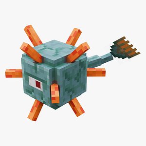 Minecraft Guardian Rigged 3D Model Game Ready 4K PBR 3D