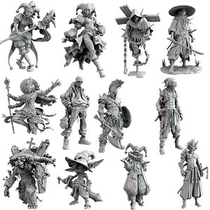 12 Fantasy 3D Printable Miniatures 3D model