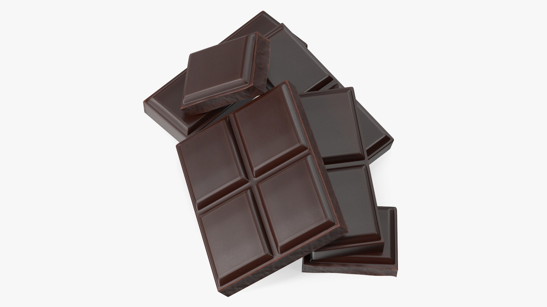 Pieces of Dark Chocolate 3D model preview