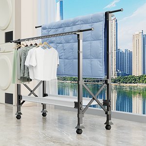 3D clothes drying rack in balcony scene