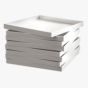 realistic bento dinner plates 3D model