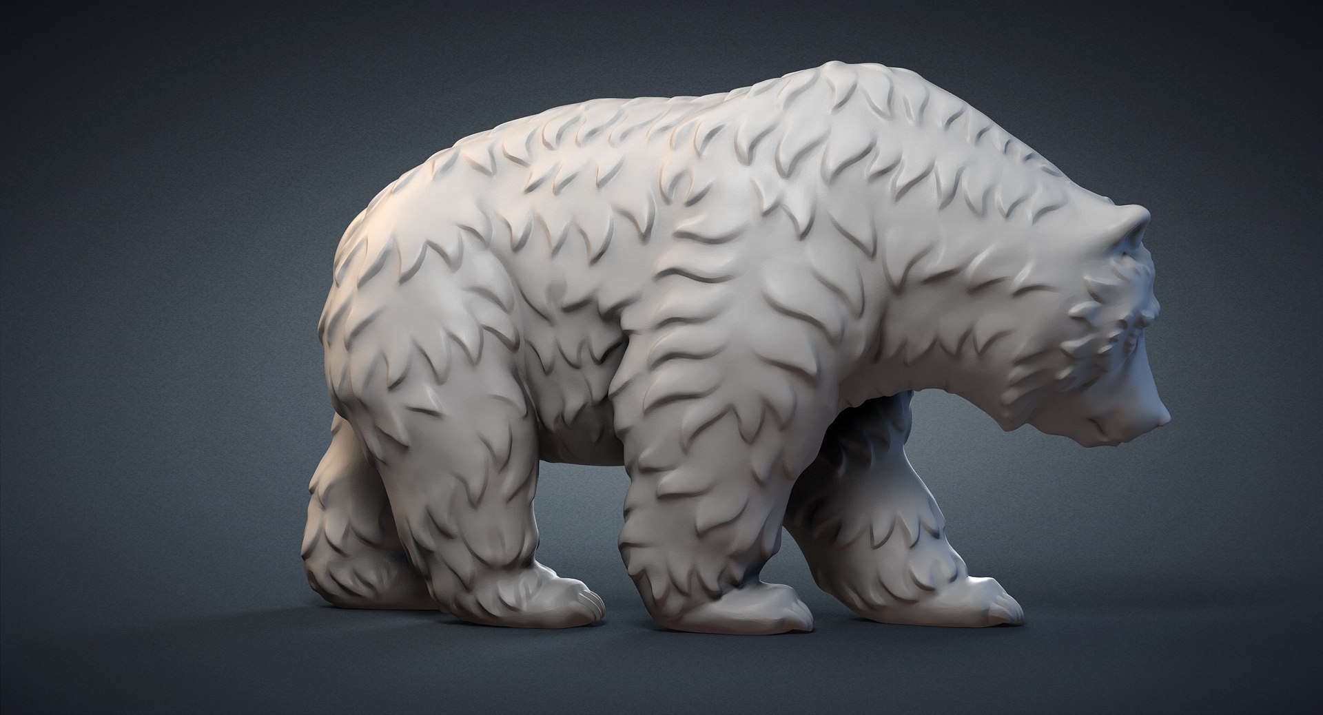 3d model bear fur walking sculpture