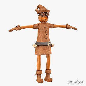 3d elf gnome rigged model