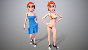 girl cartoon ginger 3D model
