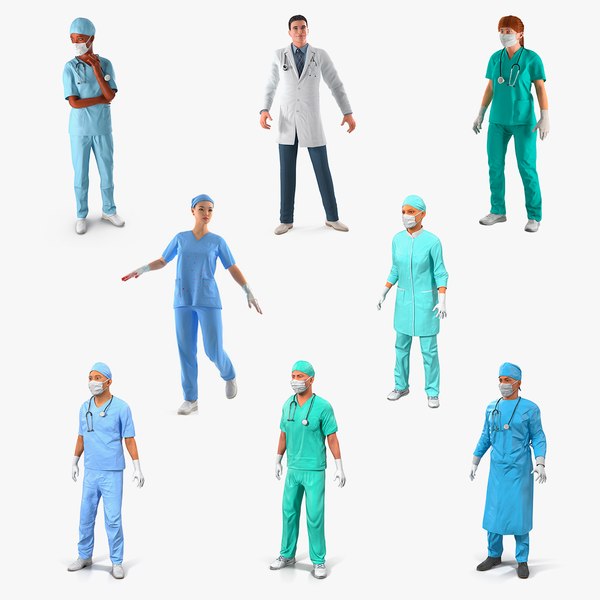 3D rigged doctors 4 female