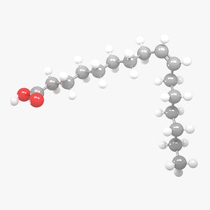 Palmitoleic acid - C16H30O2 Molecular Structure 3D model
