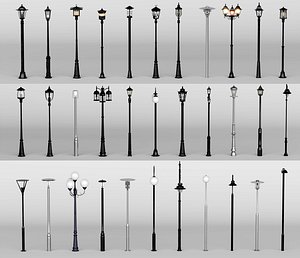 3D model Street Lamps  Lampposts Collection