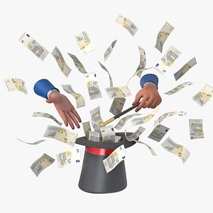 Euro 5 Magic Hat Money 3D model