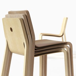 layer chair stackable plywood 3d model
