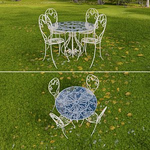 Bidesenal Wrought Iron Table Chair Set 2