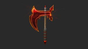 Medieval Battle Axe 02 Transparent Red - Fantasy Weaponry model