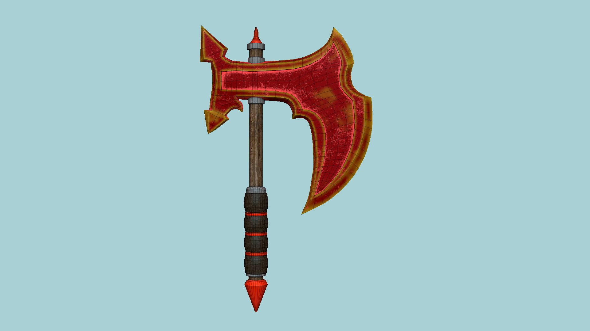 Medieval Battle Axe 02 Transparent Red - Fantasy Weaponry model ...