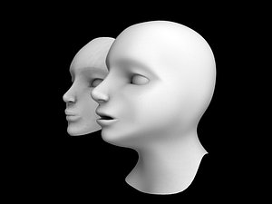 A head and a mask