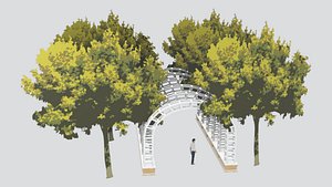 European Style Garden Pergola 3D Model 3D model