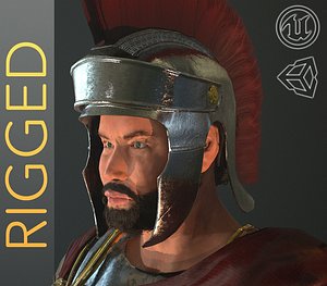 roman helmet character rigged 3D model