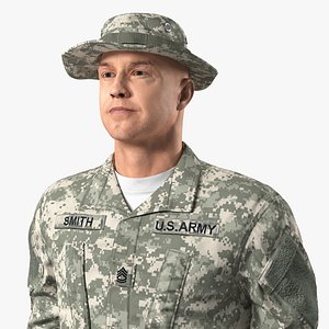 combative soldier standing attention 3D model
