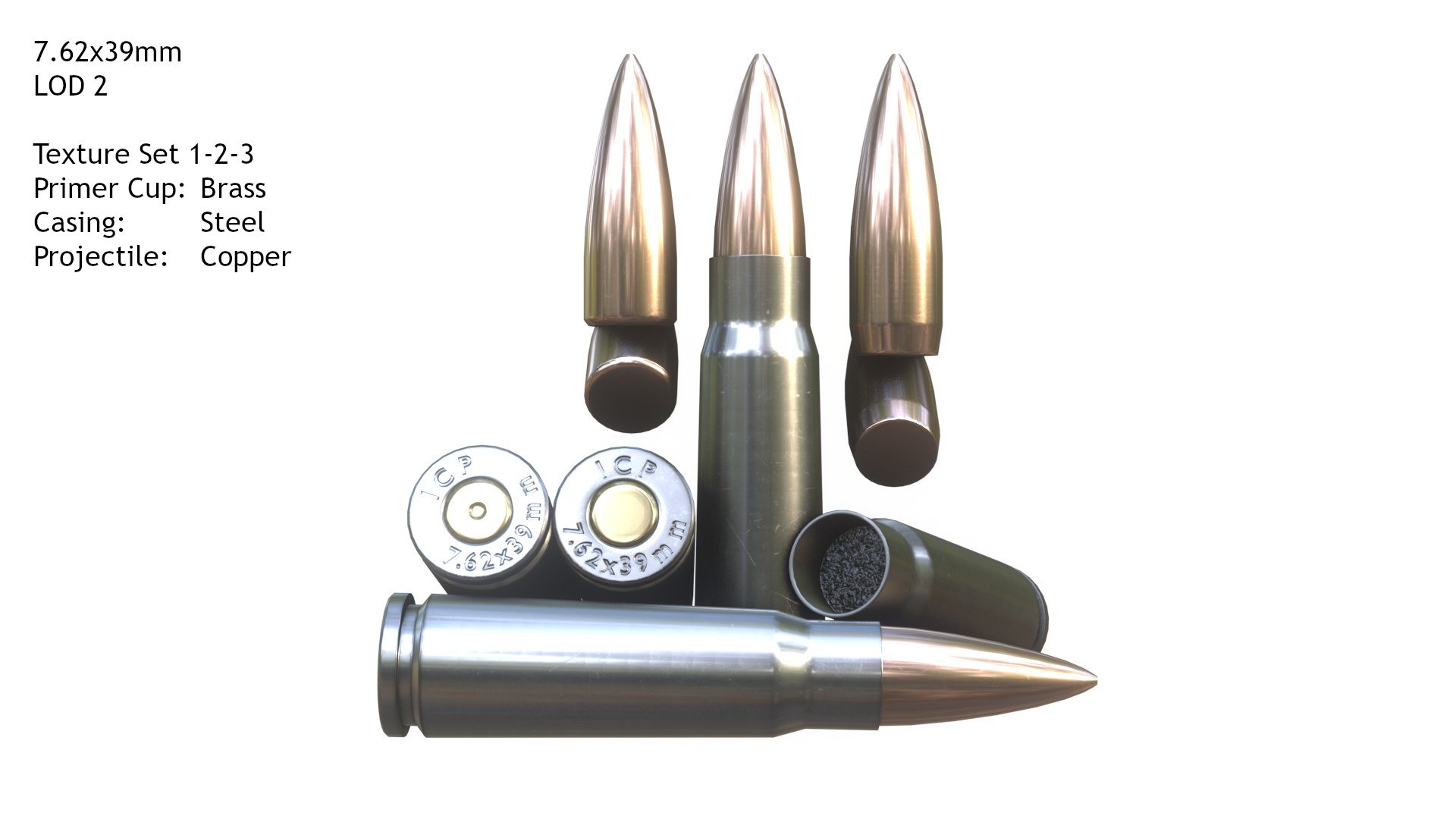 762x39mm Intermediate Cartridge model TurboSquid 1867108