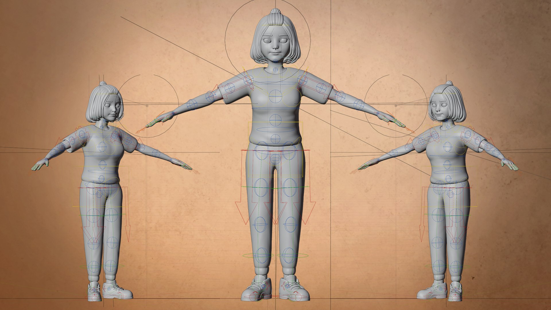 3D model 3D Cartoon Character - Cute Woman with orange cloths ...
