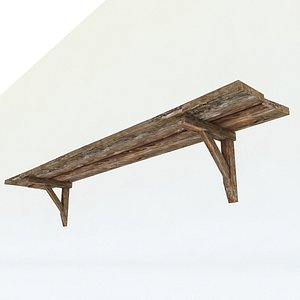 3D old wooden shelf model