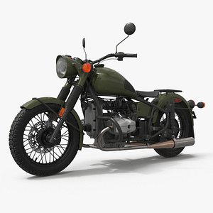 Classic Retro Motorcycle Green Rigged for Maya