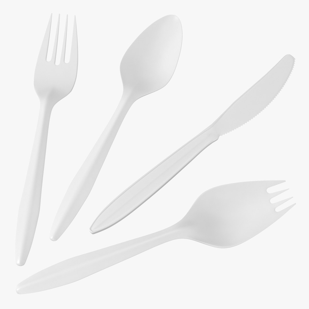 Plastic Cutlery Set 3D model preview
