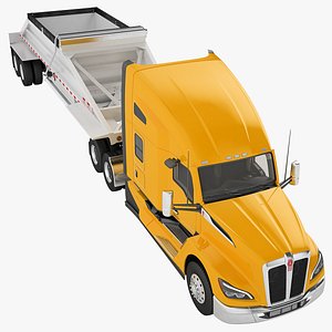 Kenworth T680 Semi Truck 2024 Belly Dump Trailer 02