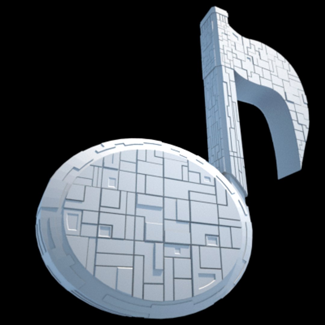 3d Set Spaceship Musical Notes Model