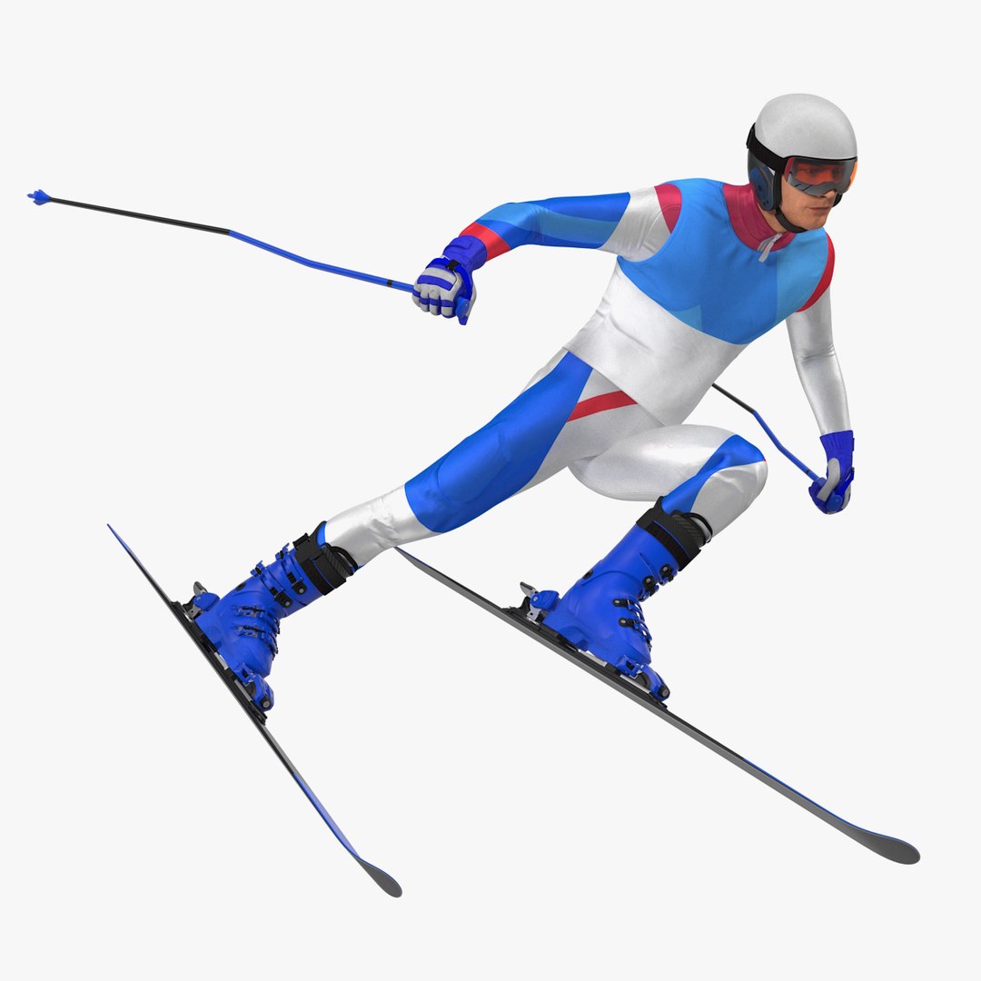 Skier Fast Turn Pose Generic 3D Model 3D model preview