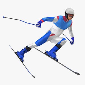 skier fast turn pose 3D model