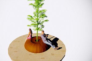 Designer public bench 3D model