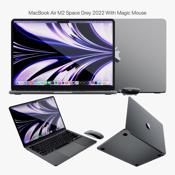 3D модель Apple MacBook Air M2 Space Grey 2022 With Magic Mouse  TurboSquid 1937306