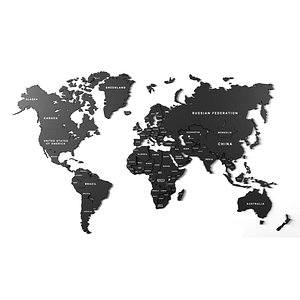 Wooden panel - world map 3