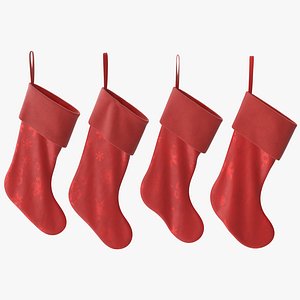 3D Christmas Stockings Red v2 model